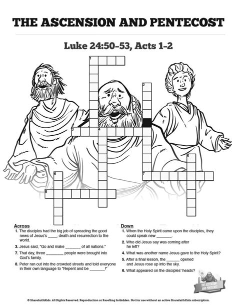 The Ascension And Pentecost Bible Crosswords For Kids Pentecost