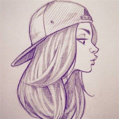 Black And White Drawing Of A Girl How To Draw A Woman Sports Cap