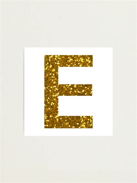 Gold Letter E Gold Glitter Photographic Print For Sale By Pascally