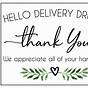 Printable Thank You Delivery Drivers
