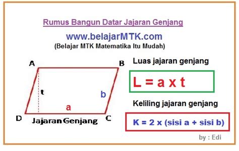 Sifat Sifat Bangun Datar Jajaran Genjang Dan Rumusnya Beserta Contohnya