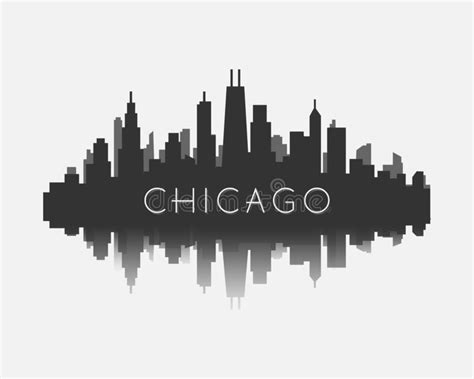 chicago city skyline silhouette with reflection vector illustration stock vector illustration