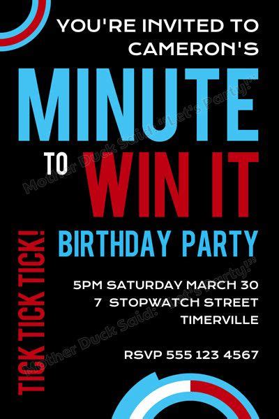Minute To Win It Free Printable Invitations Printable Templates