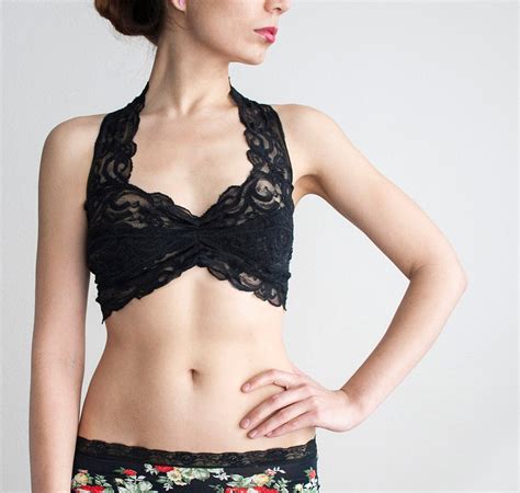 etsy wishlist black lace bralette halter wireless bra top wide straps unique lingerie