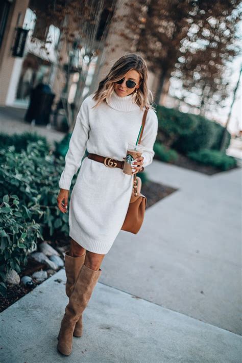 How To Style A Sweater Dress For Fall Cella Jane Cream Sweater Dress