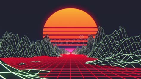 Retro Futuristic 80s Style Sci Fi Car Background Seamless Loop 3d