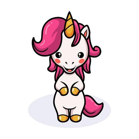 Premium Vector Cute Baby Unicorn Cartoon Standing