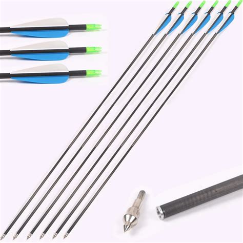 12 Pieces Archery Pure Carbon Fiber Arrows 400 Spine Suitable For