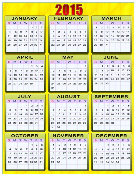 2015 Calendar Printable With Holidays Calendars 2015 Color