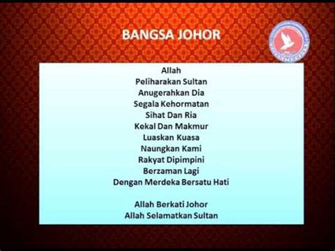 Berkongsi maklumat berkaitan negeri melaka dan. Lagu Bangsa Johor Minus One - YouTube