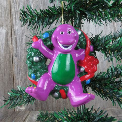 Vintage Barney Dinosaur Ornament Purple Christmas Wreath Etsy