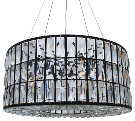 One look at the subtle sophistication that drum shade light fixtures provide a room reveals why they are so well loved. The Monroe Round Crystal Drum Chandelier, Black finish - Contemporary - Chandeliers - by Light ...