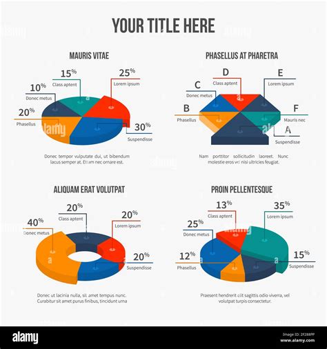 Vector Pie Charts In Modern 3d Flat Style Infographic Presentation