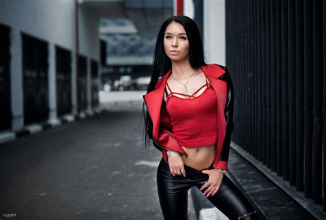 wallpaper leather leggings leather jackets portrait women outdoors belly pierced navel