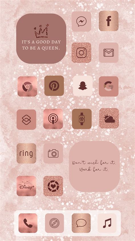 Rose Gold Glitter Aesthetic Iphone Apps Ios 14 App Bundle In 2021
