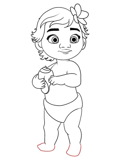 Enclose the top of the head with a series of short, curved lines. How To Draw Baby Moana From Disney's Moana | Baby drawing ...