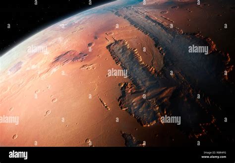 Illustration Of An Oblique View Of The Giant Valles Marineris Canyon
