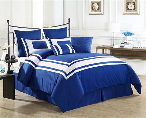 | queen blue comforters sets. Lux Decor Royal BLUE - QUEEN Size Bed 8-Piece Comforter ...