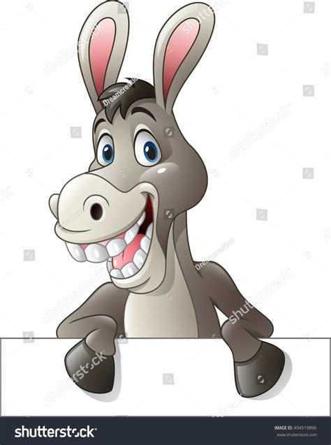 Cartoon Funny Donkey Holding Blank Sign Stock Vector Royalty Free
