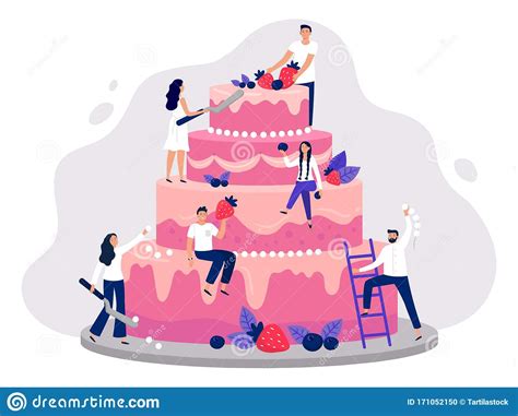 Wedding Cake Bakers Decorate Pink Wedding Cake People Cooking
