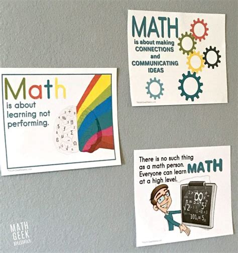 Cute Growth Mindset Math Posters For Kids Free