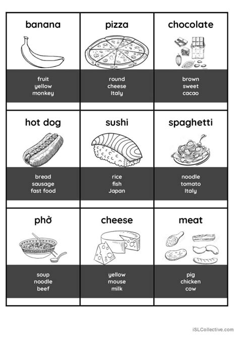 Food Taboo Cards English Esl Worksheets Pdf And Doc