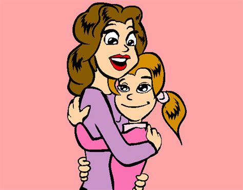 Dibujo De Madre E Hija Abrazadas Pintado Por Queyla En