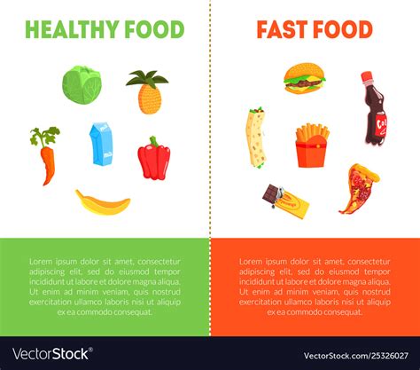 Food Choice Healthy And Junk Food Banner Template Vector Image