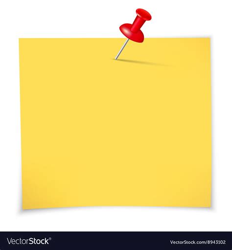 Yellow Sticky Notes And Pin Royalty Free Vector Image