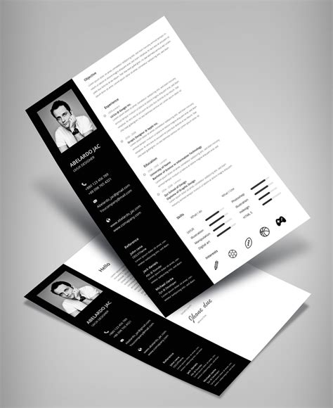 Classy Black White Resume CV Template With Cover Letter Free PSD File Good Resume