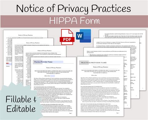 Notice Of Privacy Practices Hipaa Template Fillable And Etsy