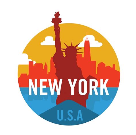 Logotipo De La Ciudad De Nueva York Con La Estatua De La Libertad