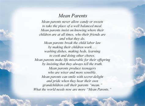 Mean Parents Free Parent Poems