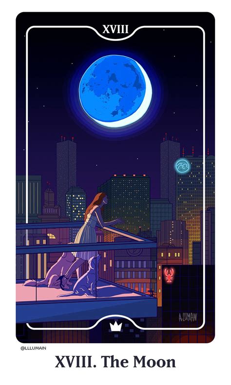 18 The Moon Tarot Card From The Deck Of Luminaries By Alex Lumain