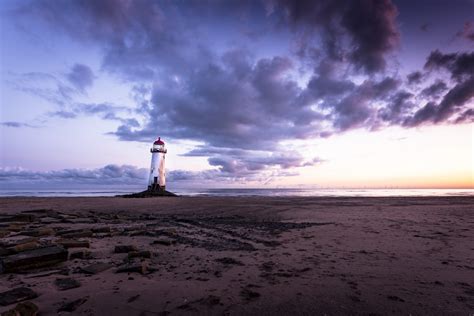 Wales Lighthouse Outdoors Sky Clouds Beach Sea Horizon Hd Wallpaper