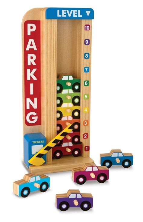 Melissa And Doug Stack And Count Wooden Parking Garage With 10 Cars