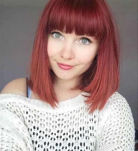 Paige Joanna Calvert Hair Dye Tips Red Hair With Bangs Short Red Hair