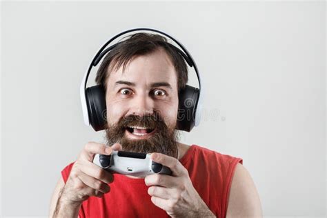 Man Plays Video Games Stock Photo Image Of Game Bearded 246790342