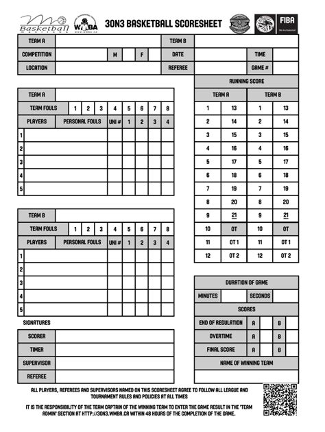 Basketball Score Sheet Complete With Ease Airslate Signnow