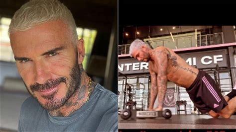 Shirtless David Beckham Flaunts Athletic Prowess With Ab Wheel Rollouts At Gymnasium