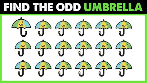 Spot The Odd Umbrella One Out Find The Difference Emoji Puzzles In