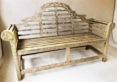 Garden Bench Weathered Teak And Slatted After A Design By Edwin Lutyens 170cm W
