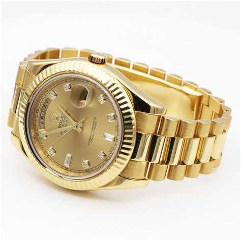 Rolex Day Date Ii 218238 Champagne Diamond Dial 18k Yellow Gold Mens