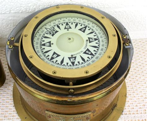 Large Complete Antique Ship Compass Made Of Brass With Logo Lifeboat