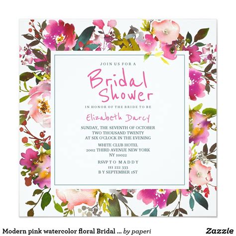 Modern Pink Watercolor Floral Bridal Shower Floral Bridal Floral Wedding Wedding Bridal