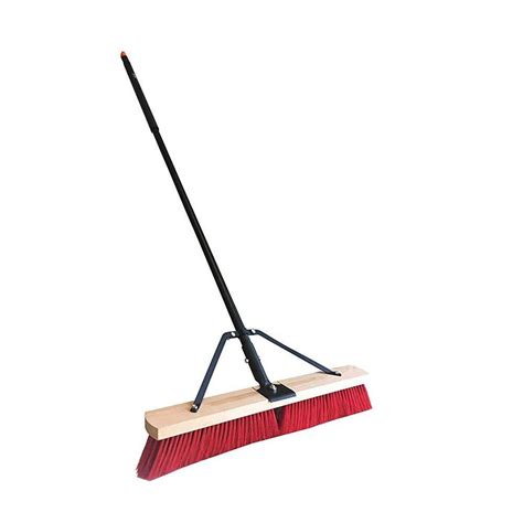Professional Super Duty Industrial Push Broom Rough Surface Sweeper Red