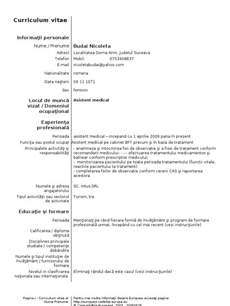 Europass cv => european resume template © download it for free and customize it in word. Model Cv Curriculum Vitae European Romana