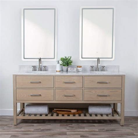 72 Inch Light Oak Wood Double Bathroom Sink Vanity Vtb