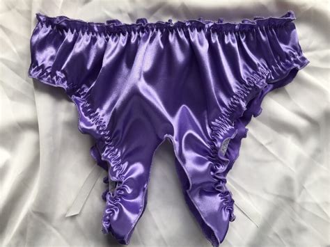 Open Crotch Panties Satin Panties Purple Plus Size Lingerie Etsy