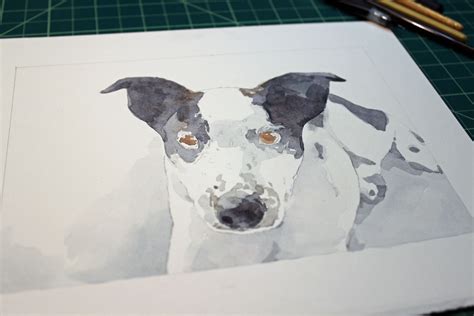Handmade Custom Dog Watercolor Portrait 5x7 By David